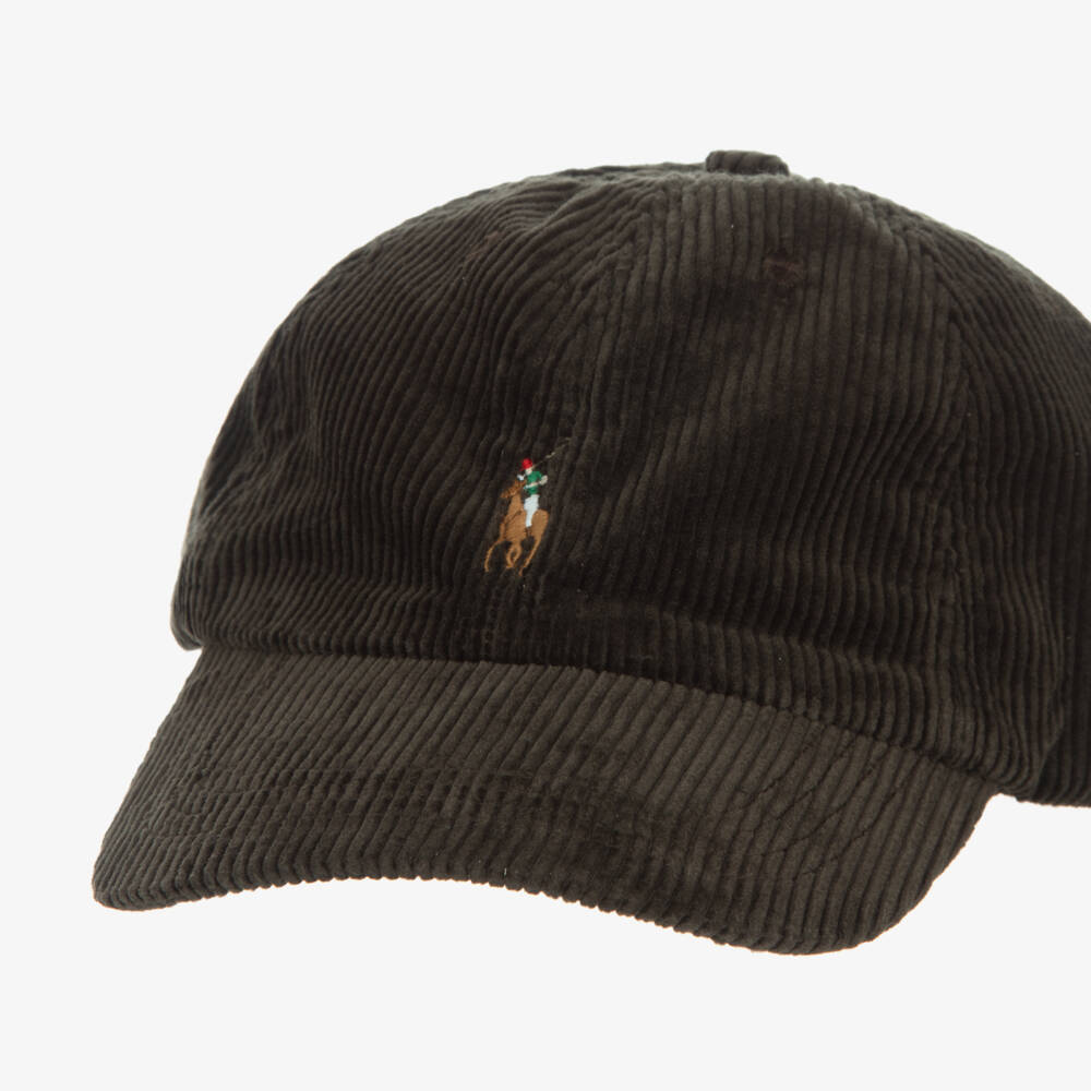 Ralph Lauren-Boys Dark Brown Cotton Corduroy Cap  | Childrensalon