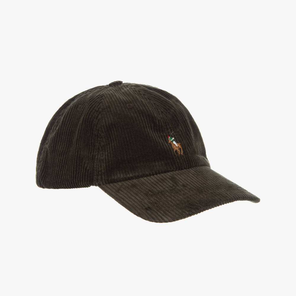 Ralph Lauren-Boys Dark Brown Cotton Corduroy Cap  | Childrensalon