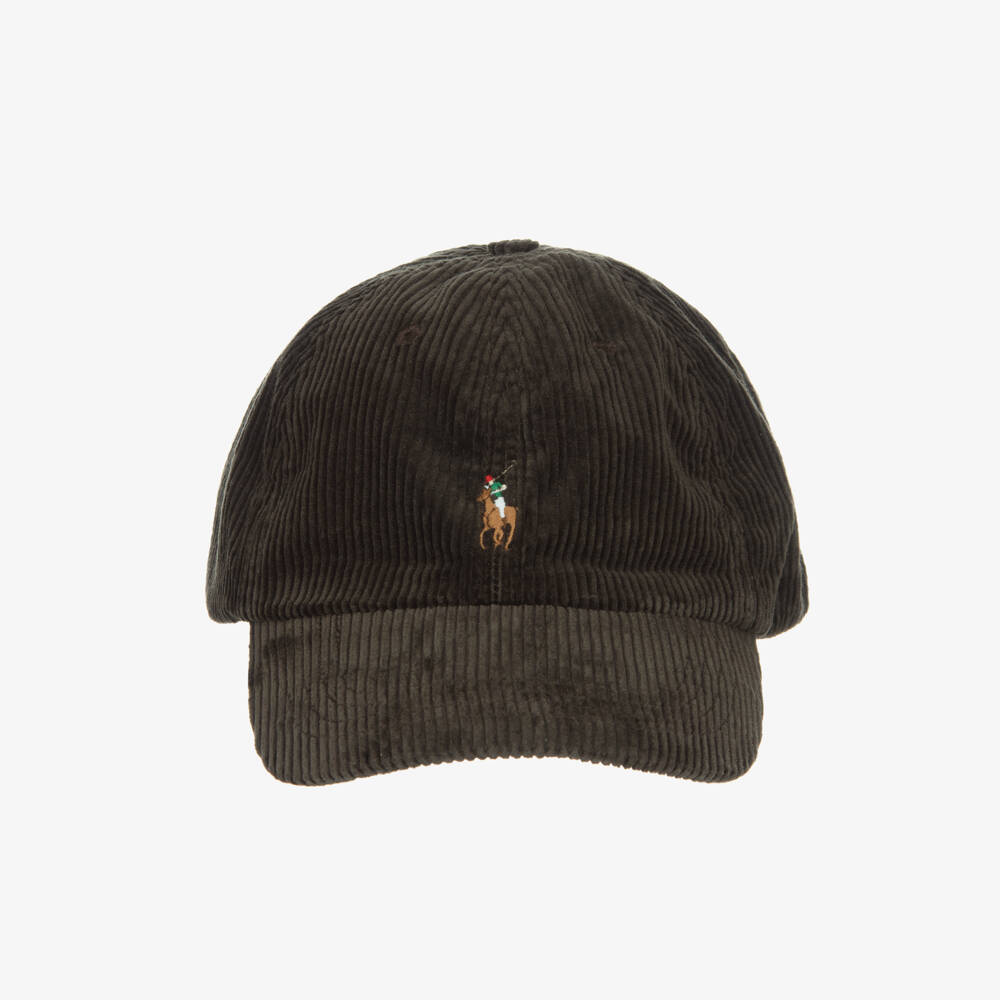 Ralph Lauren-Boys Dark Brown Cotton Corduroy Cap  | Childrensalon