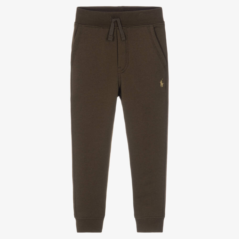 Ralph Lauren-Boys Dark Brown Logo Joggers | Childrensalon