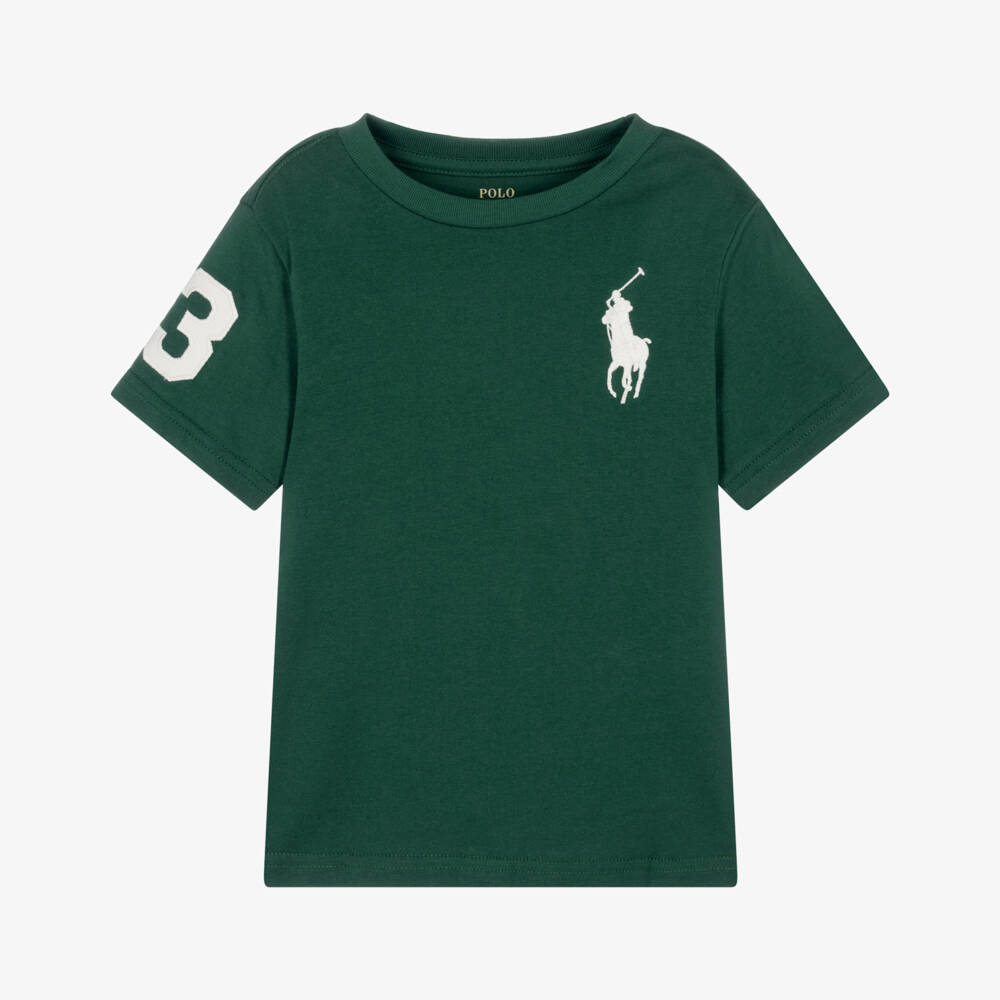Ralph Lauren-Boys Dark Green Big Pony T-Shirt | Childrensalon