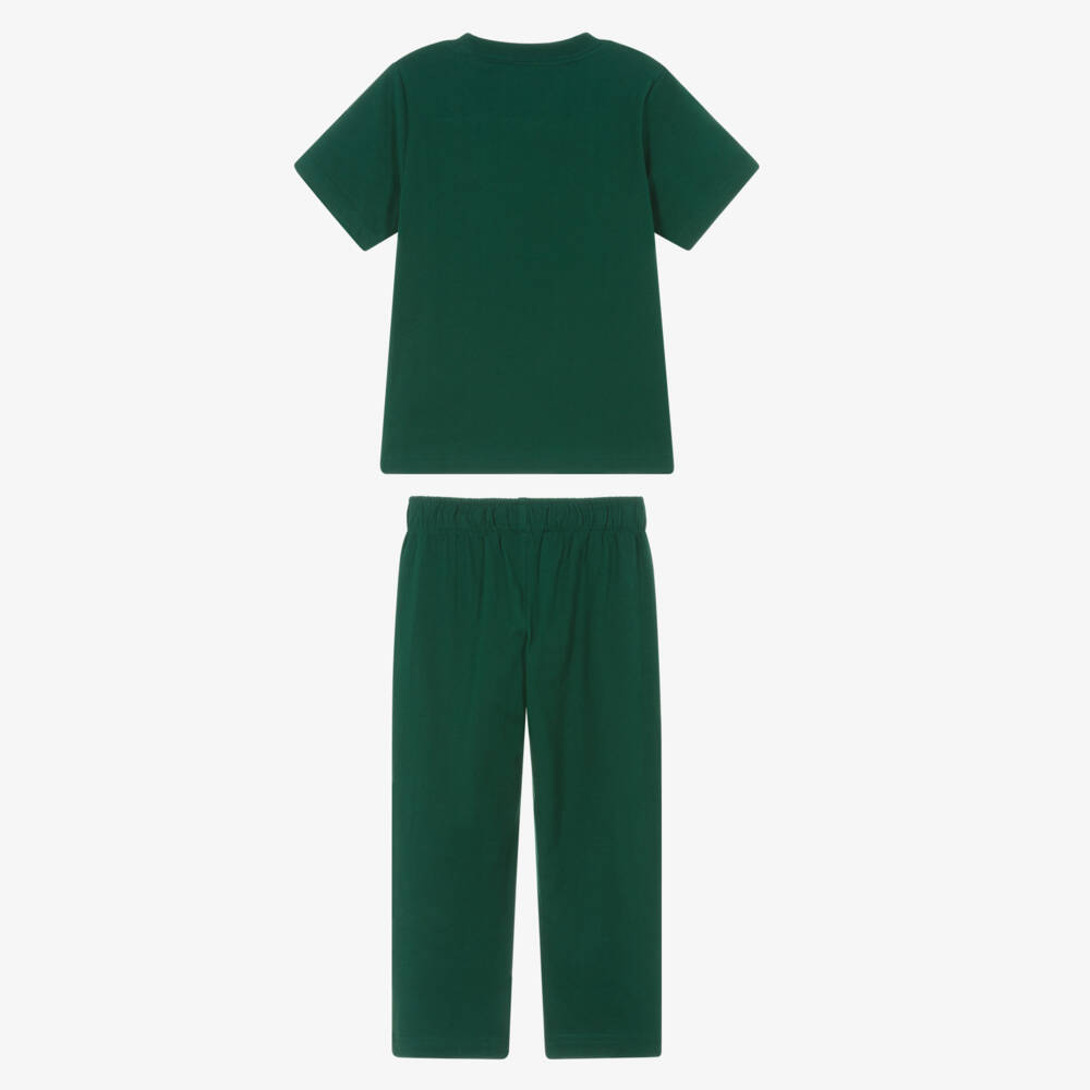 Ralph Lauren-Пижама из хлопка тёмно-зелёная с логотипом Пони для мальчиков | Childrensalon