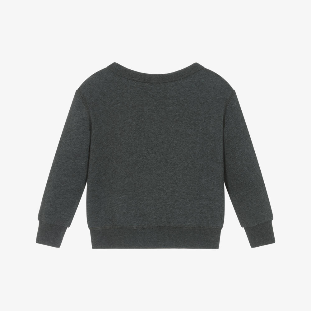 Ralph Lauren-Boys Dark Grey Marl Polo Bear Sweatshirt | Childrensalon