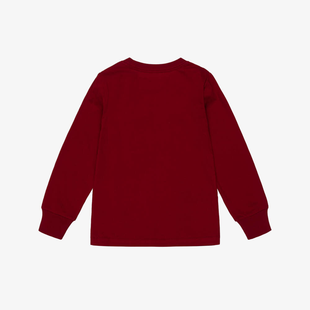 Ralph Lauren-Boys Dark Red Cotton Top with Polo Bear Print | Childrensalon