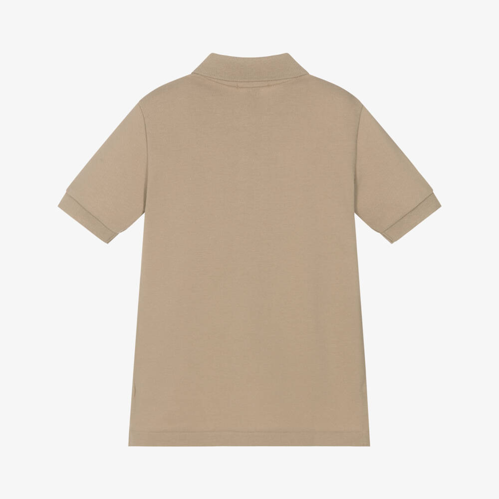 Ralph Lauren-Boys Fawn Beige Short-Sleeve Cotton Polo Shirt | Childrensalon
