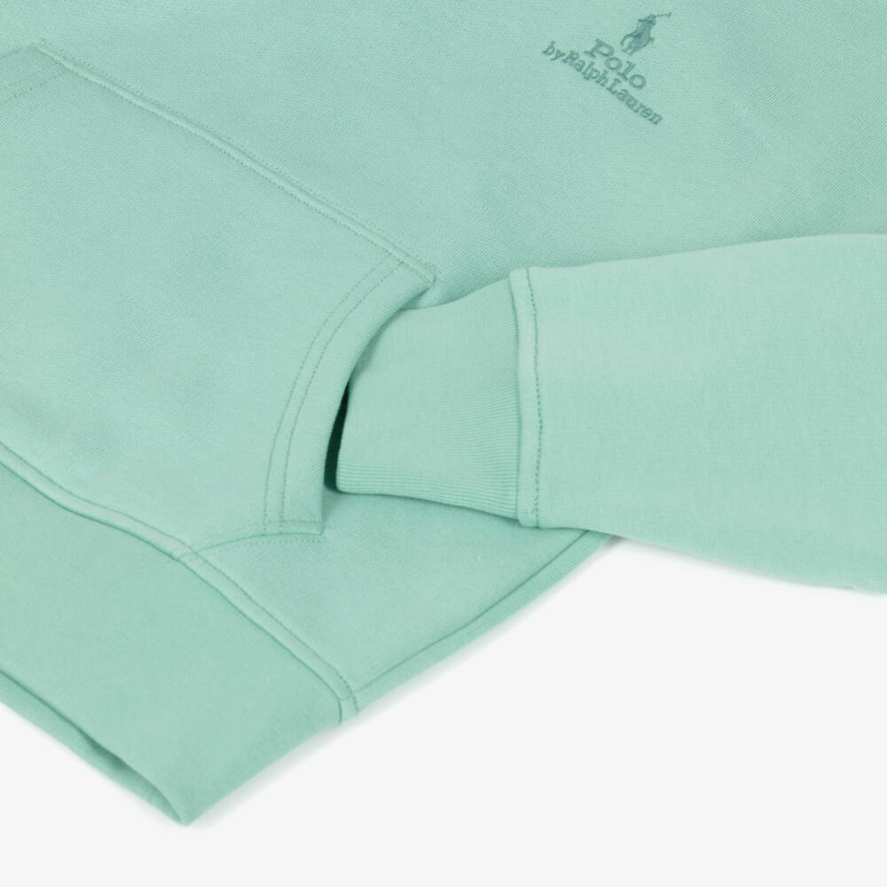 Ralph Lauren-Boys Green Big Fit Logo Cotton Hoodie | Childrensalon