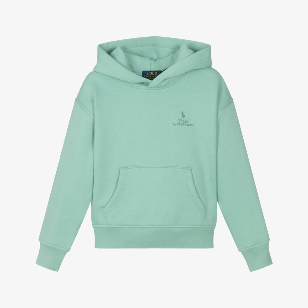 Ralph Lauren-Boys Green Big Fit Logo Cotton Hoodie | Childrensalon