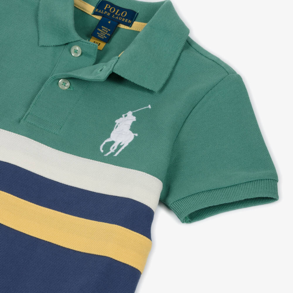 Ralph Lauren-تيشيرت بولو قطن لون أخضر وكحلي للأولاد | Childrensalon