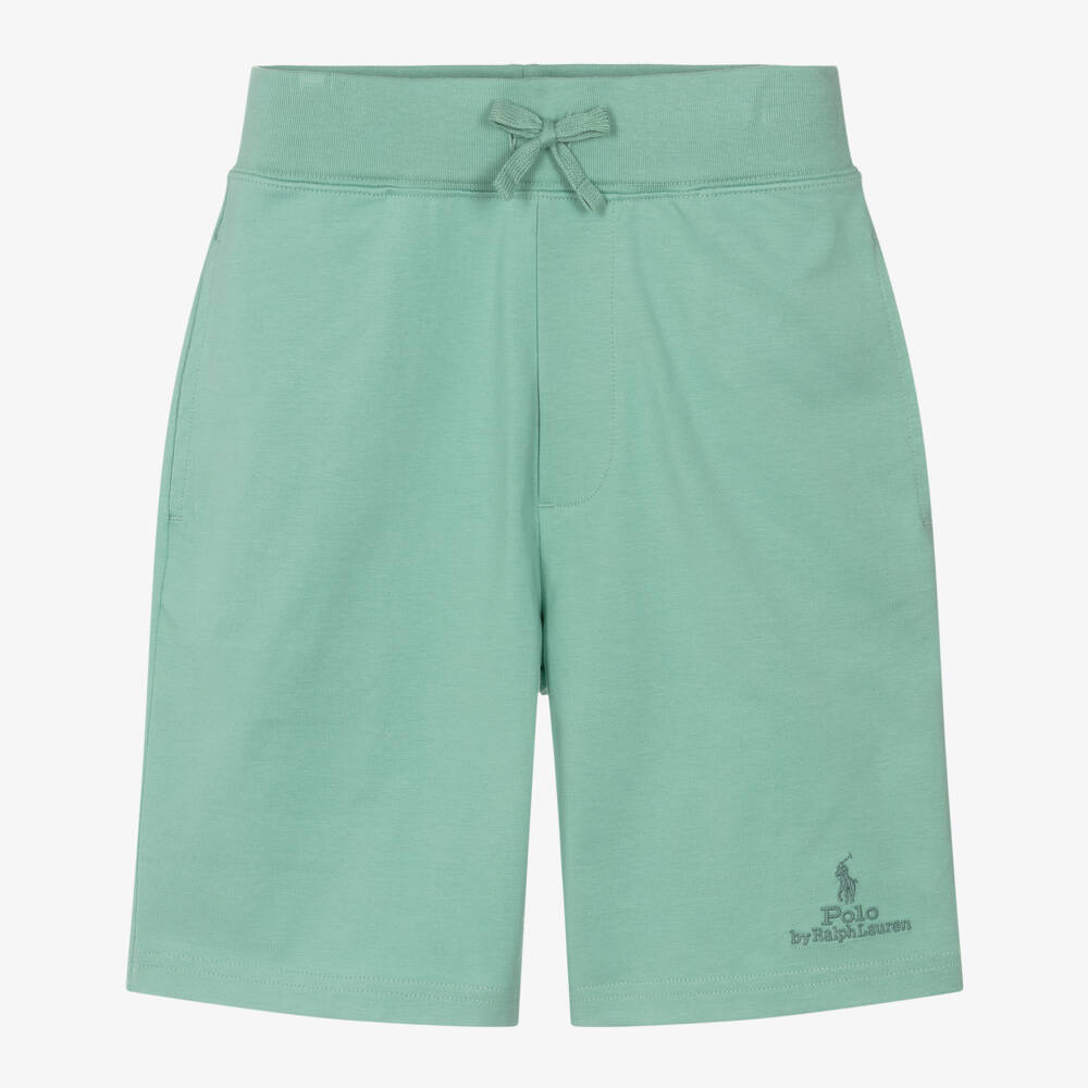 Ralph Lauren-Boys Green Cotton Jersey Drawstring Shorts | Childrensalon