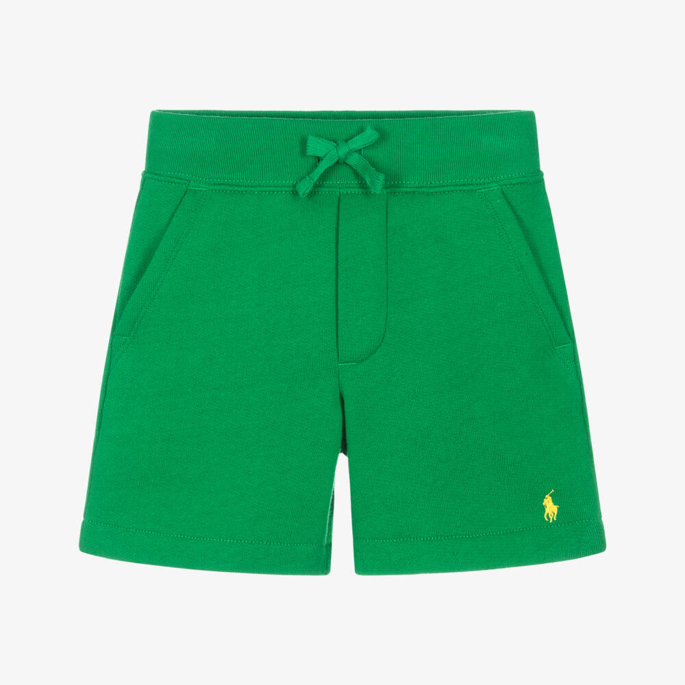 Ralph Lauren-Boys Green Cotton Jersey Shorts | Childrensalon