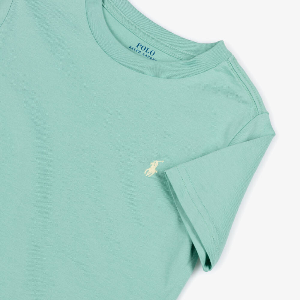 Ralph Lauren-Boys Green Cotton Jersey T-Shirt with Signature Pony Logo | Childrensalon