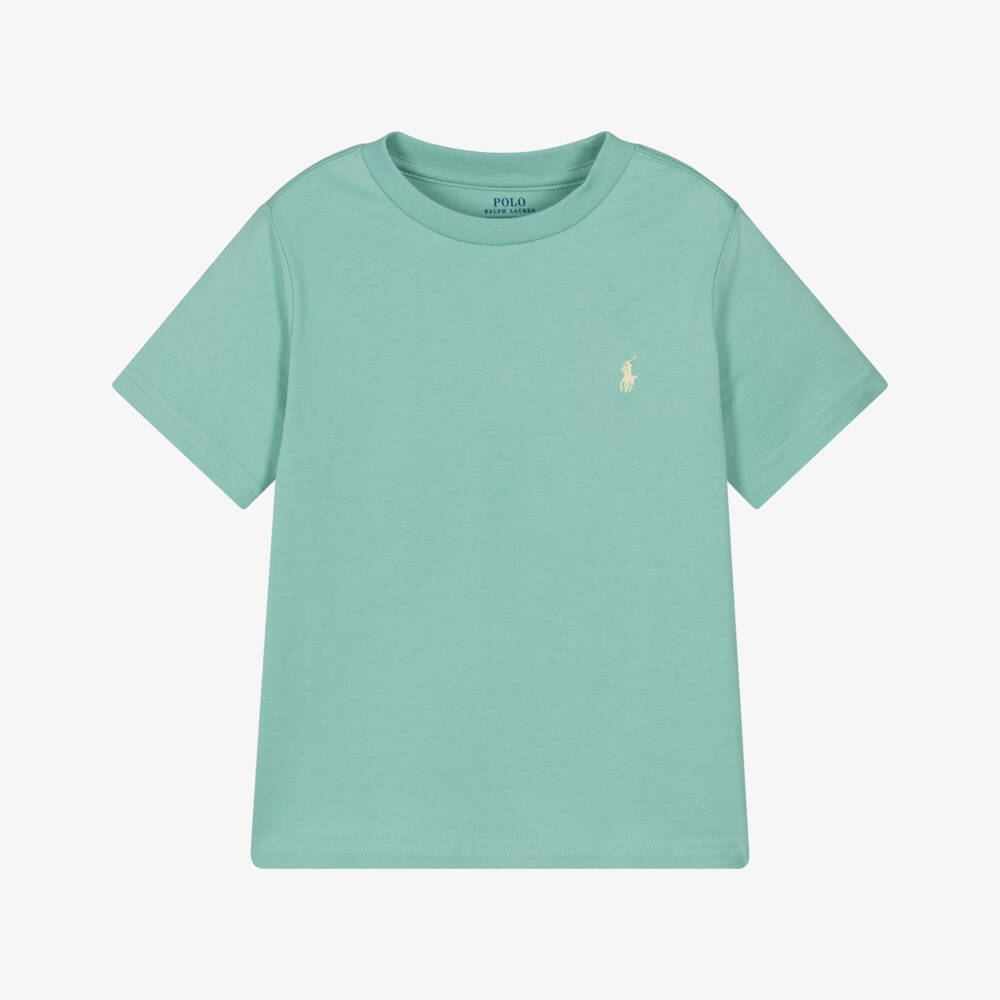 Ralph Lauren-Boys Green Cotton Jersey T-Shirt with Signature Pony Logo | Childrensalon