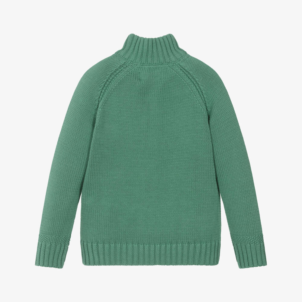 Ralph Lauren-Boys Green Cotton Knit Zip-Up Top | Childrensalon