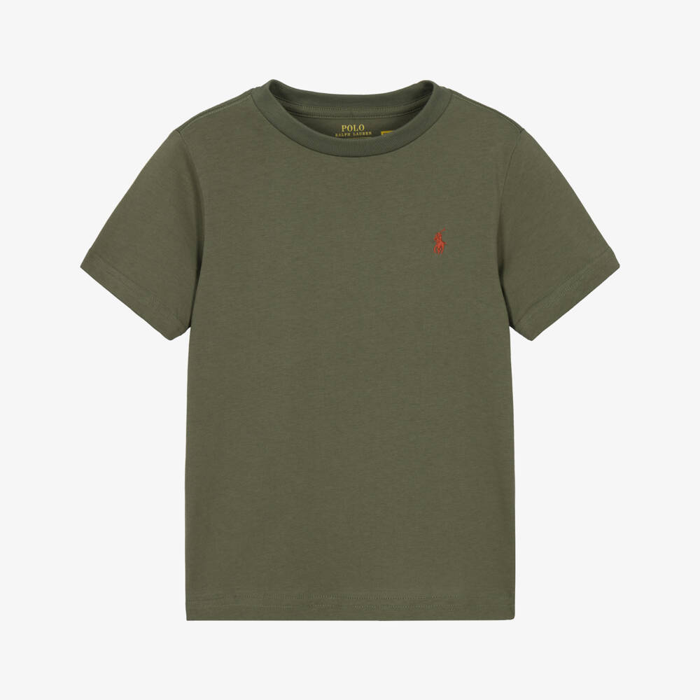 Ralph Lauren-Boys Green Cotton Logo T-Shirt | Childrensalon