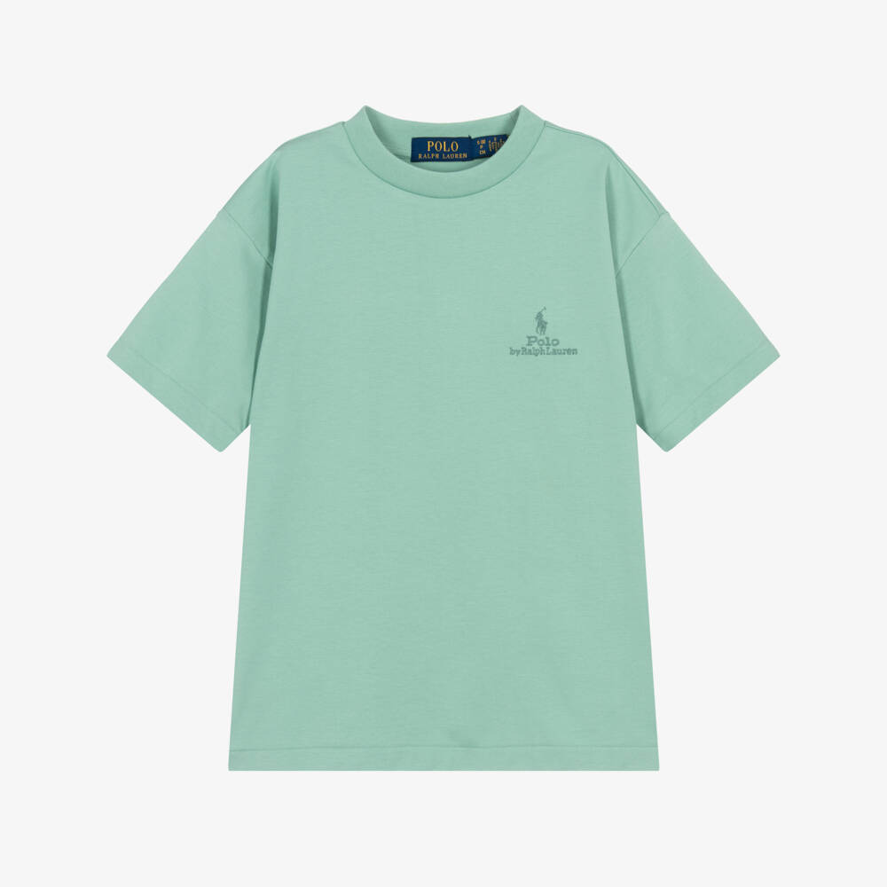 Ralph Lauren-Boys Green Cotton Oversized T-Shirt | Childrensalon