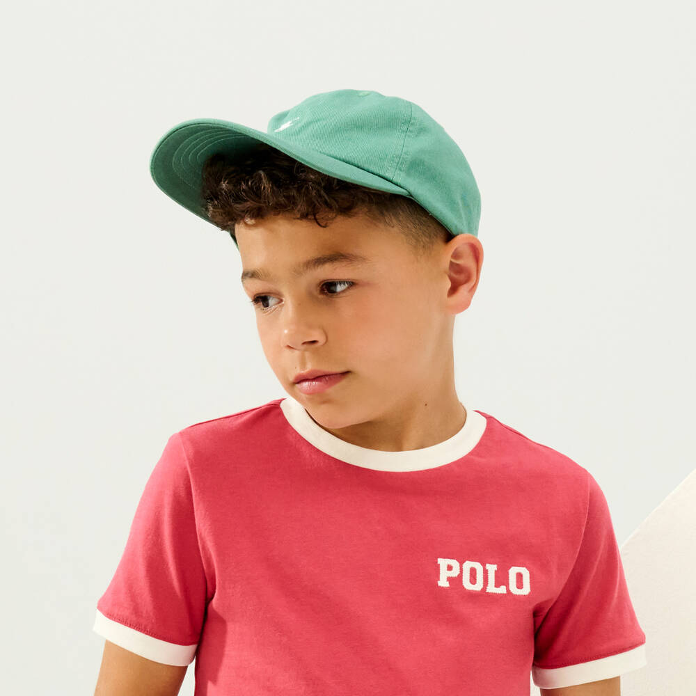 Ralph Lauren-Boys Green Cotton Pony Logo Cap | Childrensalon