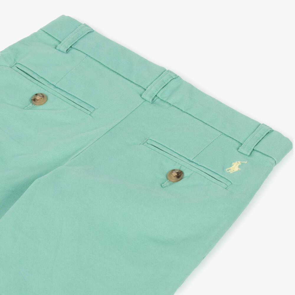 Ralph Lauren-Boys Green Cotton Straight Fit Trousers | Childrensalon