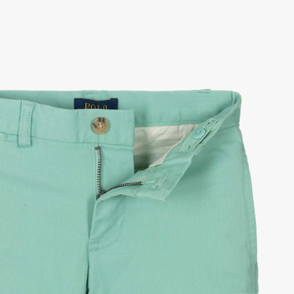 Ralph Lauren-Boys Green Cotton Straight Fit Trousers | Childrensalon