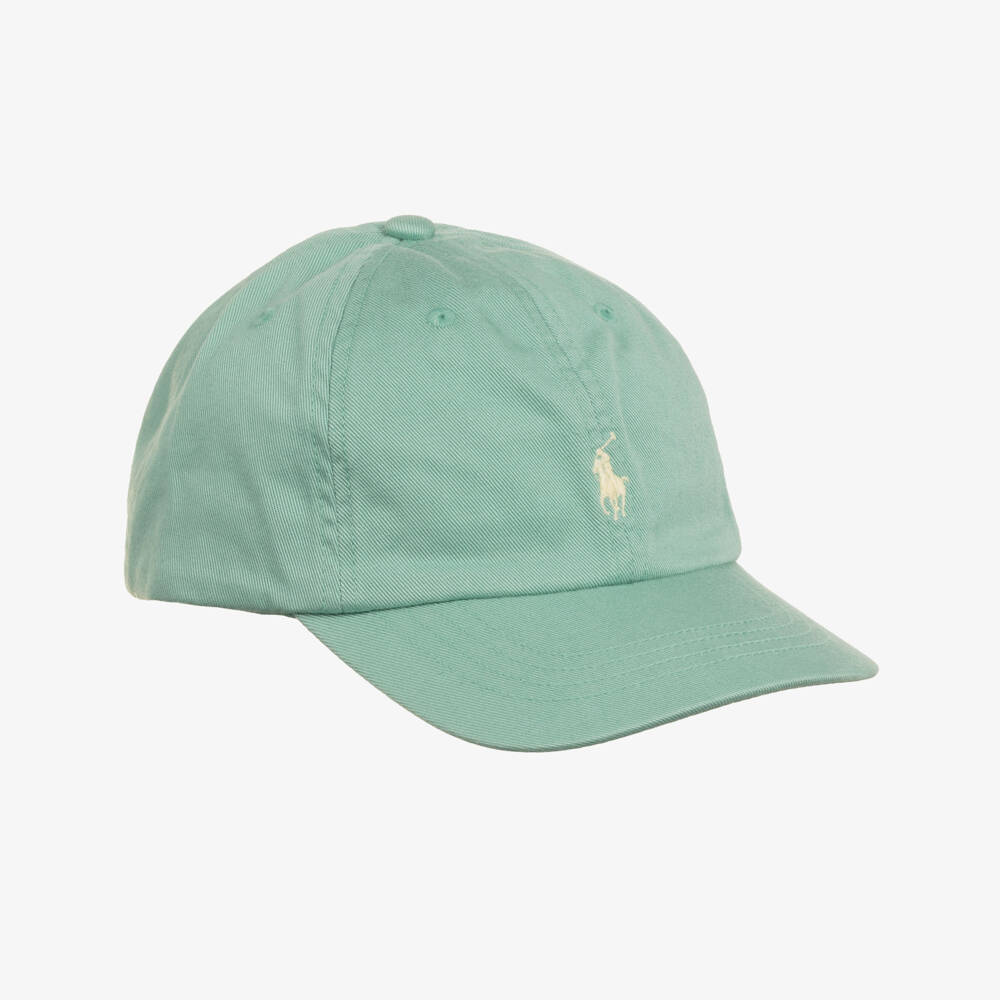 Ralph Lauren-Boys Green Cotton Twill Cap with Embroidered Pony Logo | Childrensalon