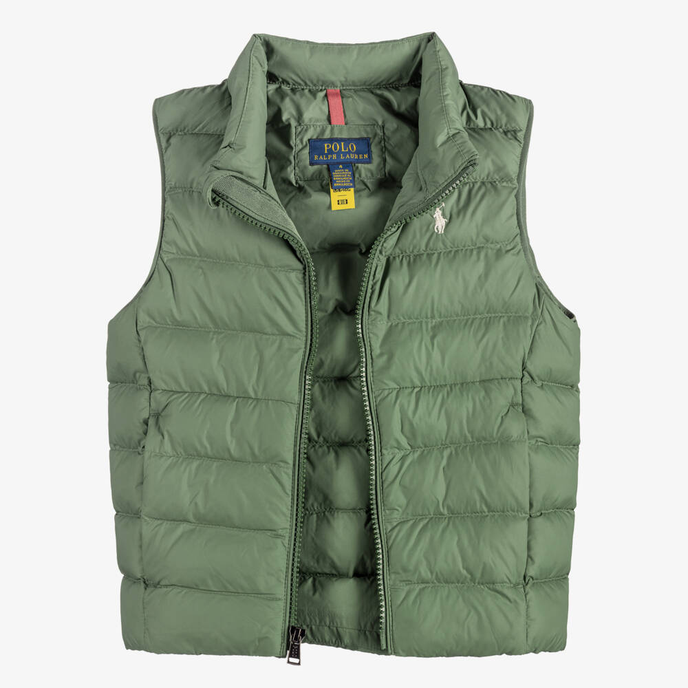 Ralph Lauren-Boys Green Packable Puffer Gilet | Childrensalon