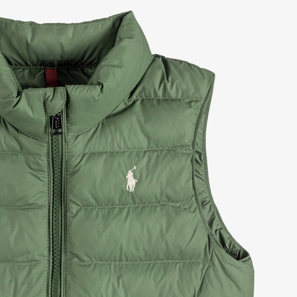 Ralph Lauren-Boys Green Packable Puffer Gilet | Childrensalon