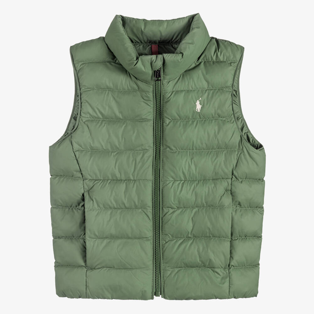 Ralph Lauren-Boys Green Packable Puffer Gilet | Childrensalon