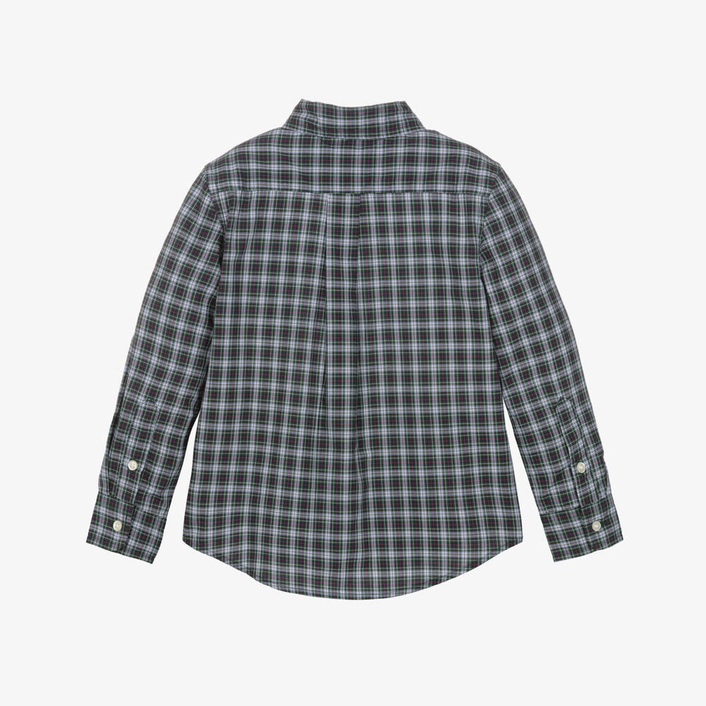 Ralph Lauren-Boys Green & Purple Checked Cotton Shirt | Childrensalon