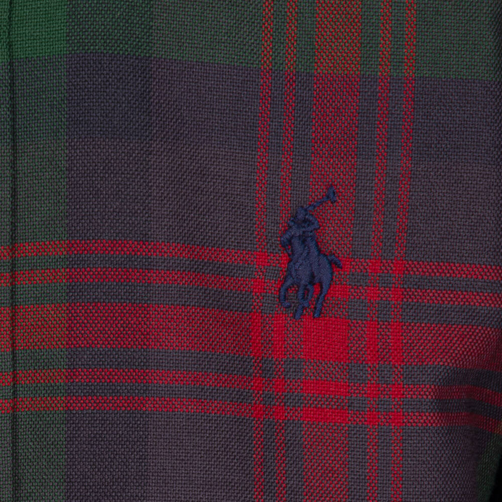 Ralph Lauren-Boys Green & Red Check Shirt in Oxford Cotton | Childrensalon