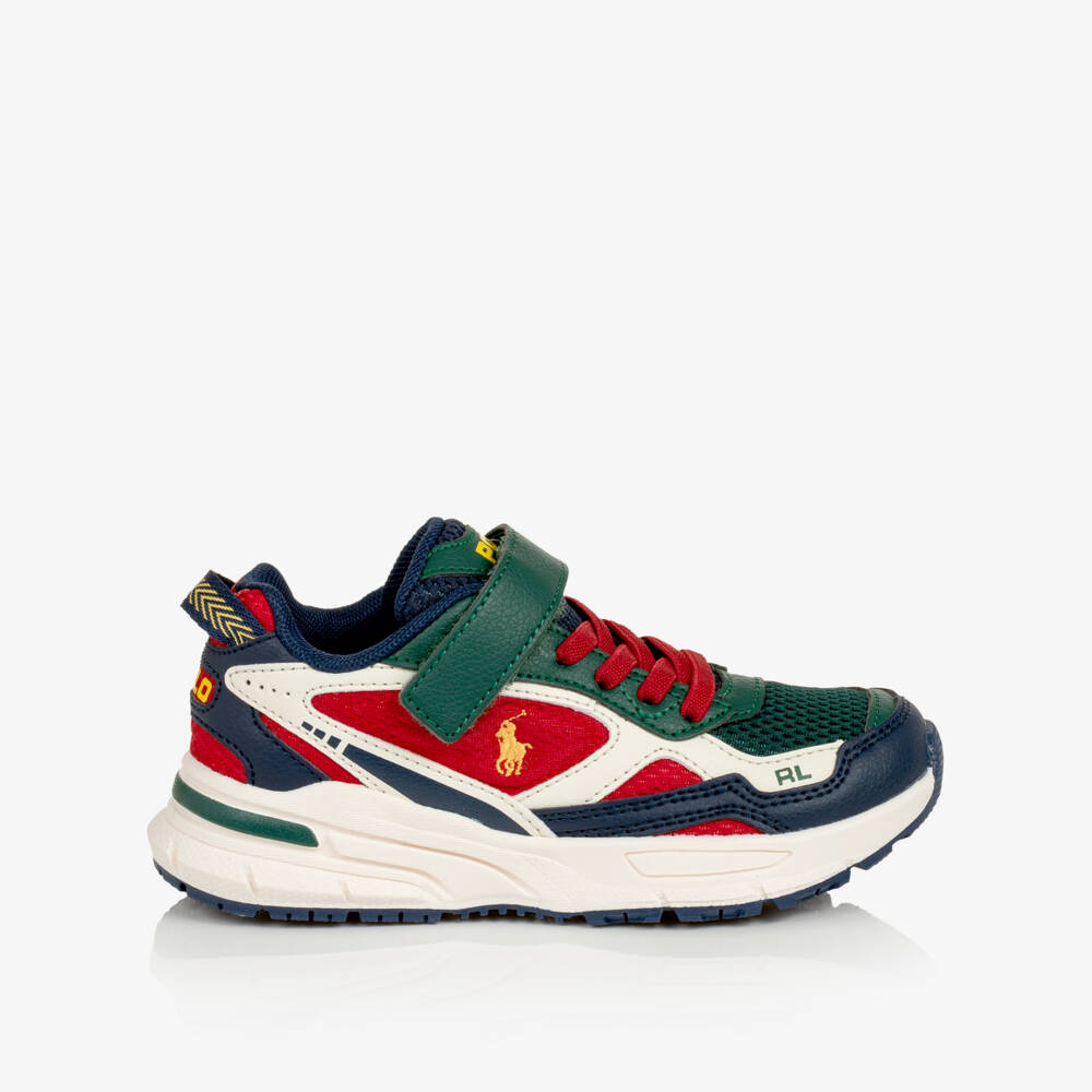 Ralph Lauren-Boys Green & Red Trackster 275 Trainers | Childrensalon
