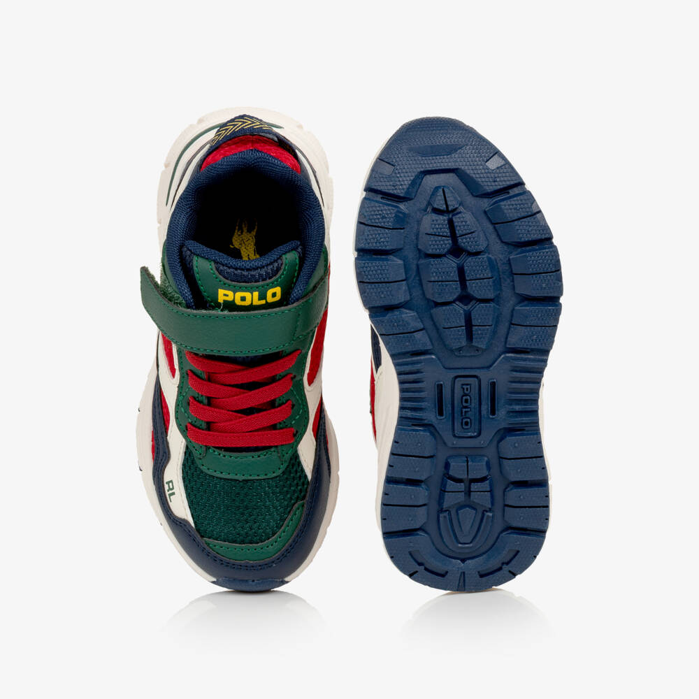 Ralph Lauren-Boys Green & Red Trackster 275 Trainers | Childrensalon