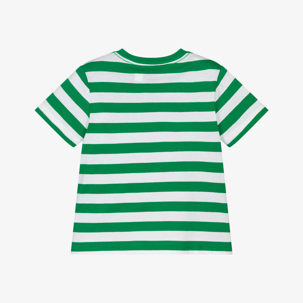 Ralph Lauren-Boys Green & White Stripe Cotton T-Shirt | Childrensalon