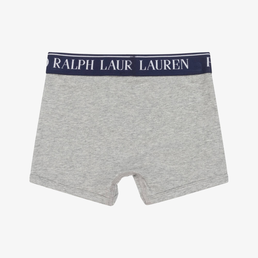 Ralph Lauren-Boys Grey & Black Cotton Boxer Shorts (5 Pack) | Childrensalon