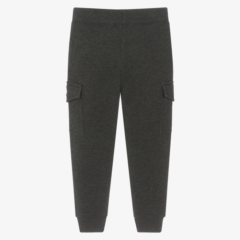 Ralph Lauren-Boys Grey Cotton Logo Joggers | Childrensalon