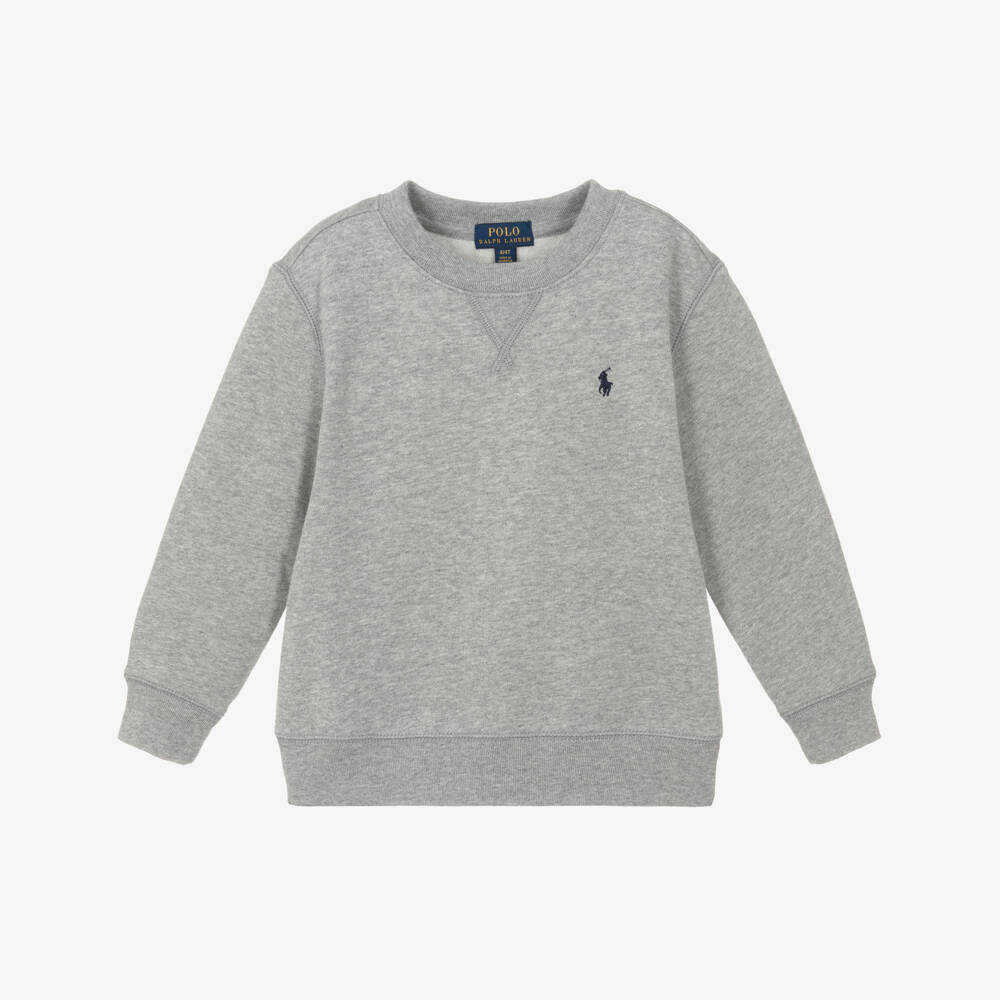 Polo Ralph Lauren-سويتشيرت قطن جيرسي لون رمادي للأولاد | Childrensalon