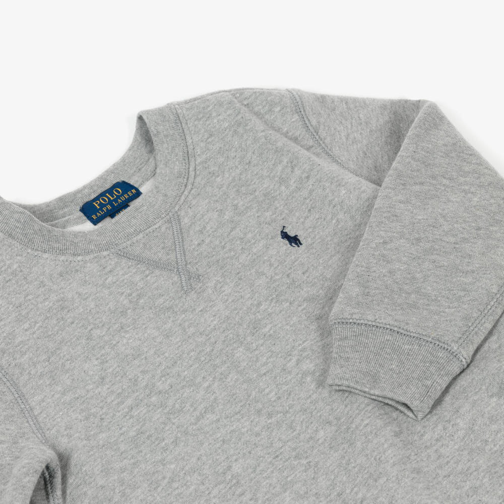 Polo Ralph Lauren-Boys Grey Cotton Logo Sweatshirt | Childrensalon