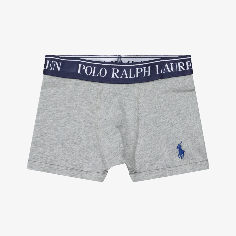 Ralph Lauren-Boys Grey Logo Boxer Shorts (2 Pack) | Childrensalon