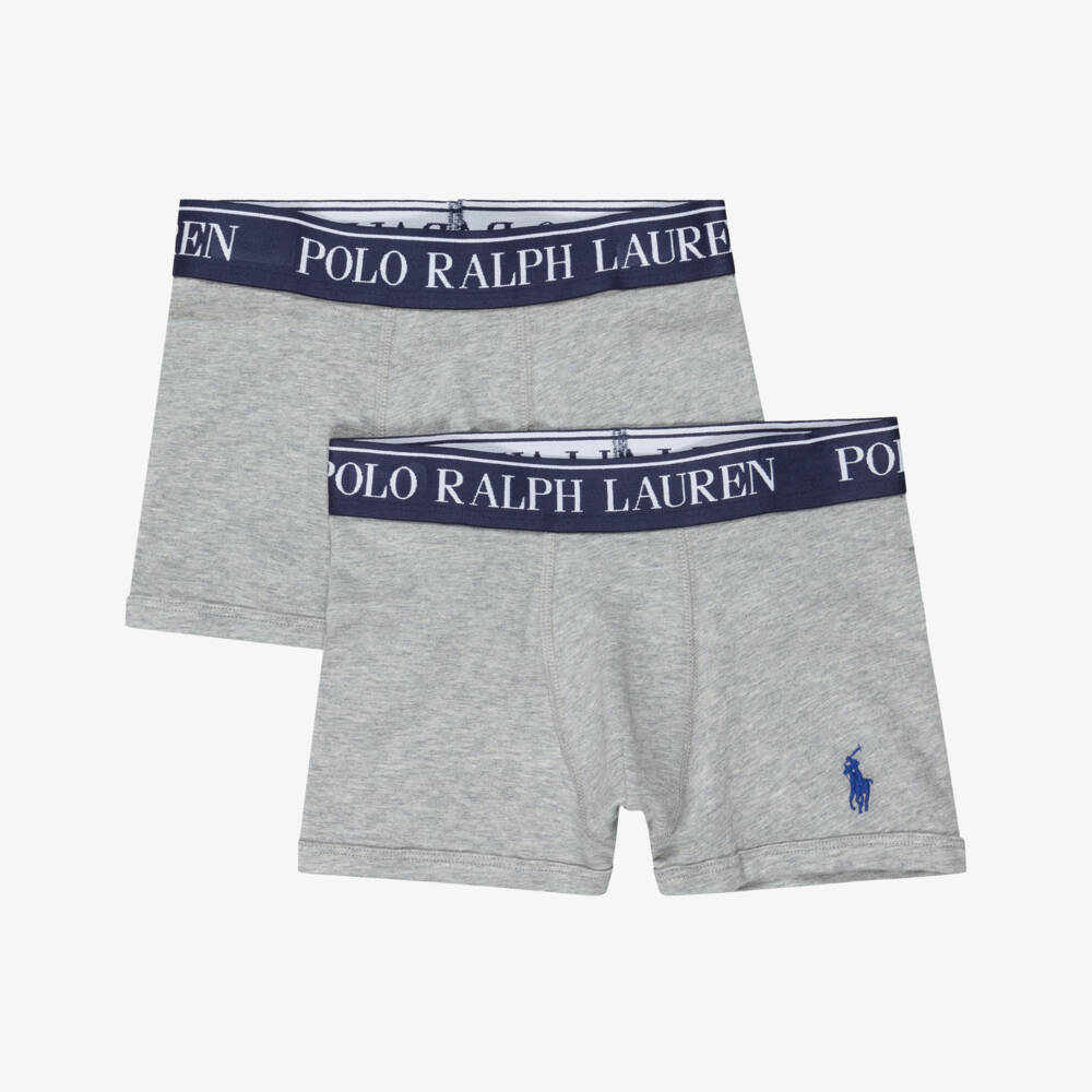 Ralph Lauren-Boys Grey Logo Boxer Shorts (2 Pack) | Childrensalon