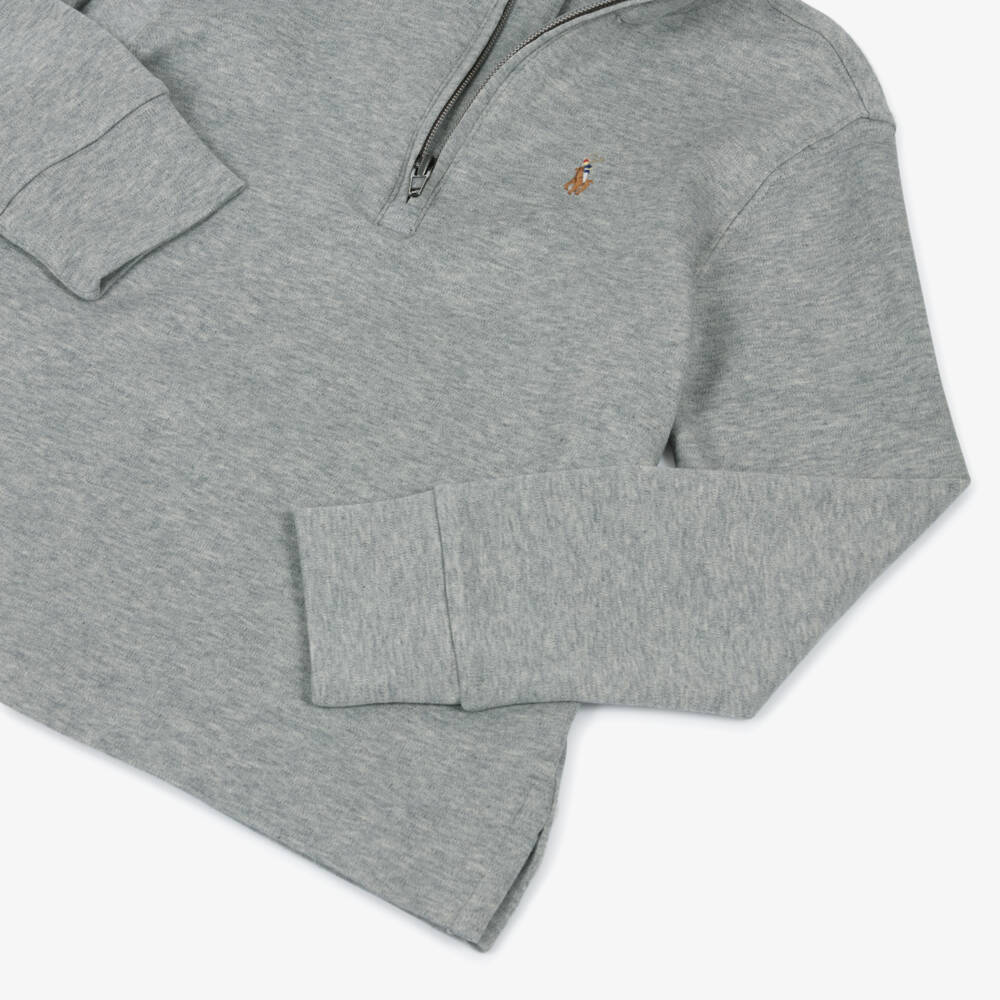 Ralph Lauren-Boys Grey Marl Cotton Sweatshirt | Childrensalon