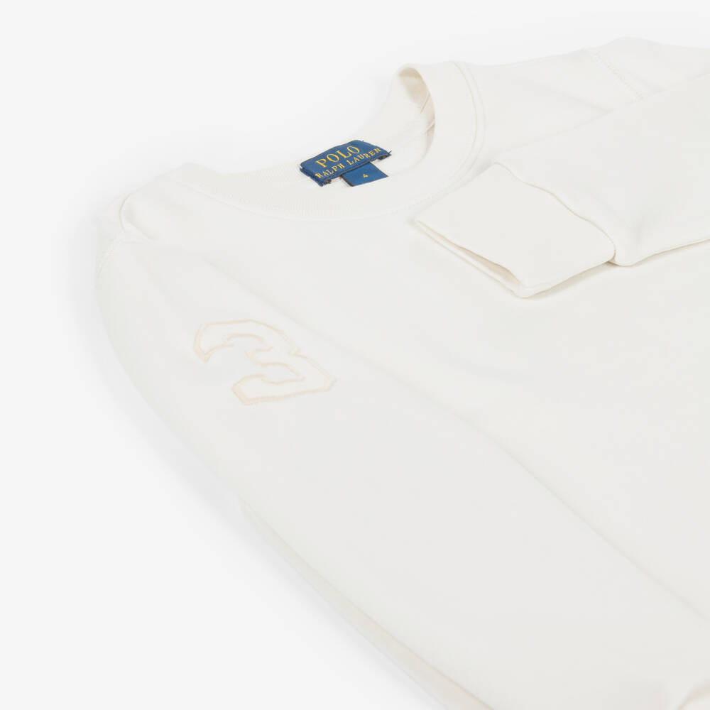 Ralph Lauren-Boys Ivory Big Pony Cotton Sweatshirt | Childrensalon
