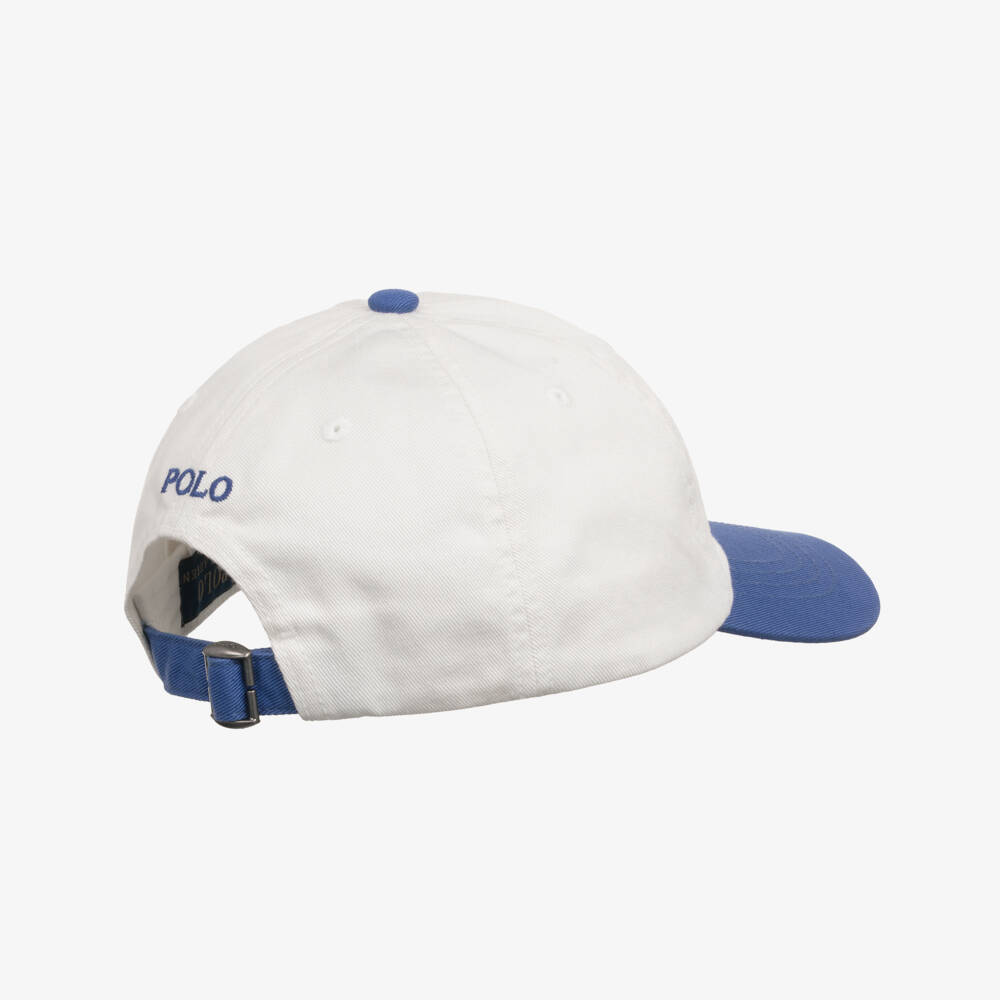 Ralph Lauren-Boys Ivory Cotton Baseball Cap with Boat & Logo Embroidery | Childrensalon