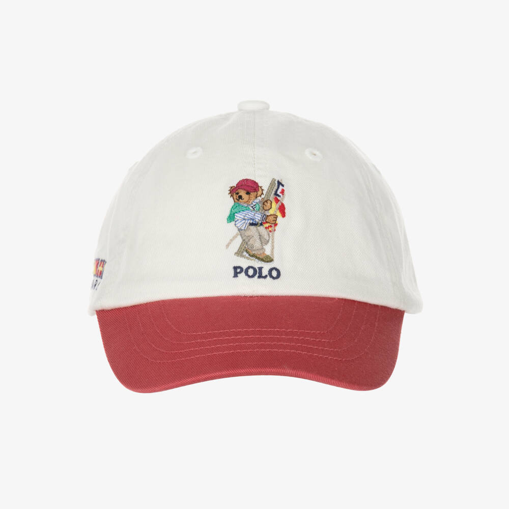 Ralph Lauren-Boys Ivory Cotton Cap with Nautical Polo Bear Logo | Childrensalon