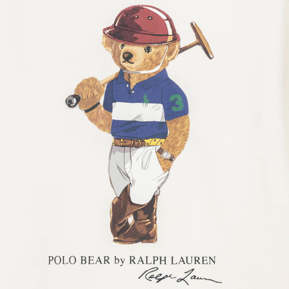 Ralph Lauren-Boys Ivory Cotton Jersey Sweatshirt with Polo Bear Logo | Childrensalon