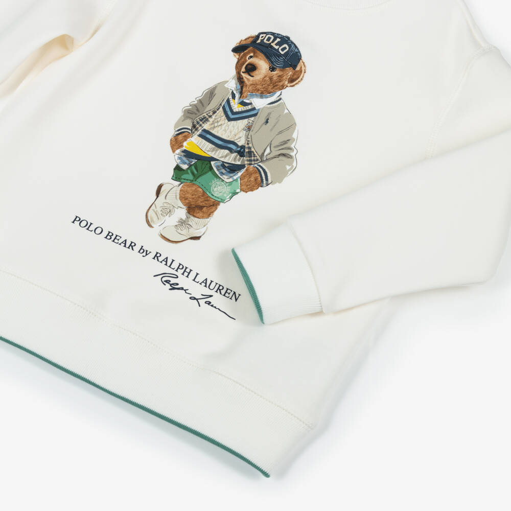 Ralph Lauren-Свитшот кремовый хлопковый с мишкой Polo для мальчиков | Childrensalon