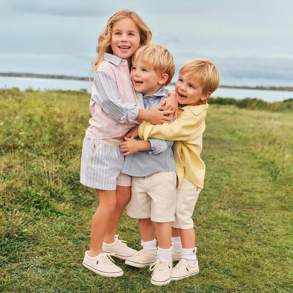 Ralph Lauren-Boys Ivory Shorts with Pony Logo | Childrensalon