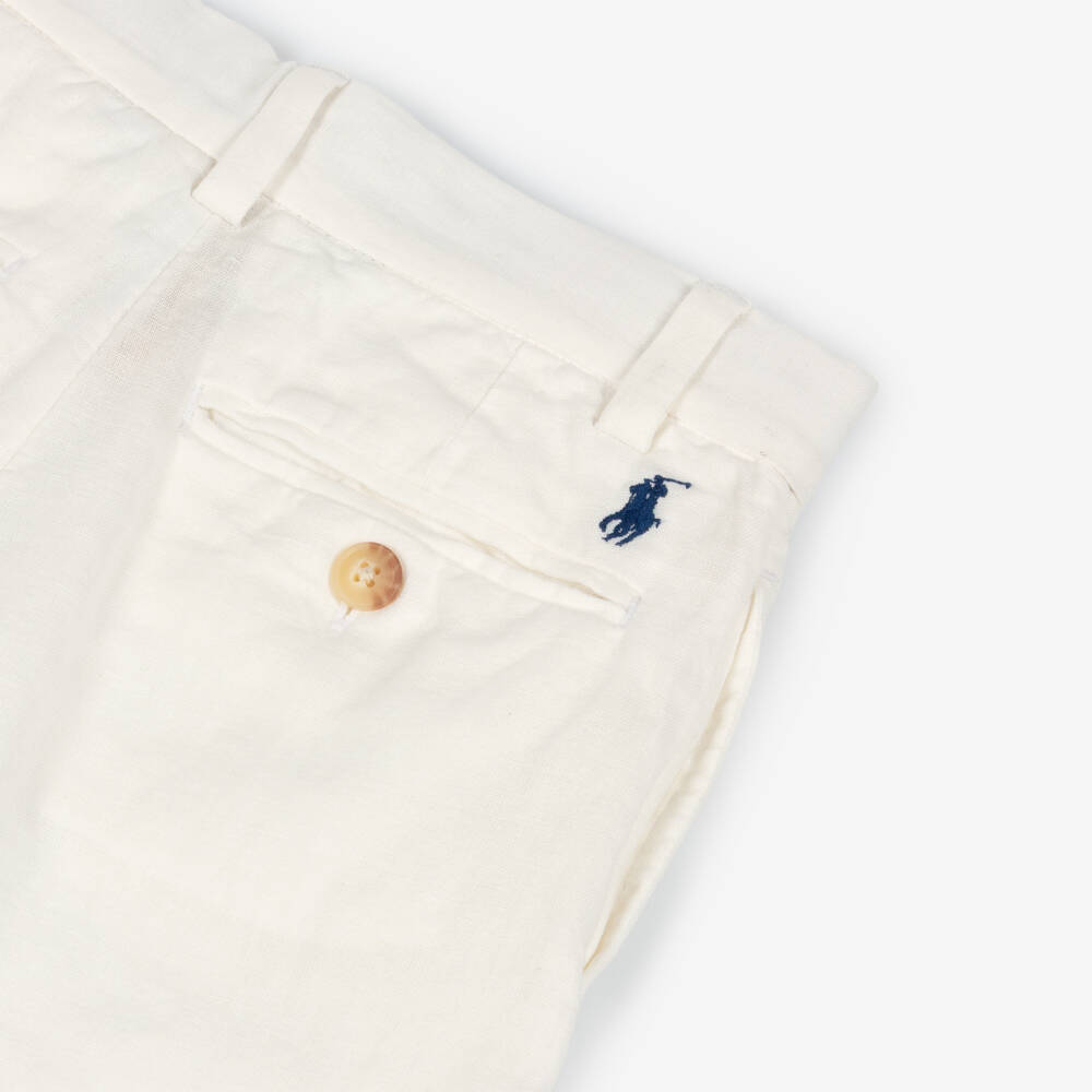 Ralph Lauren-Boys Ivory Shorts with Pony Logo | Childrensalon