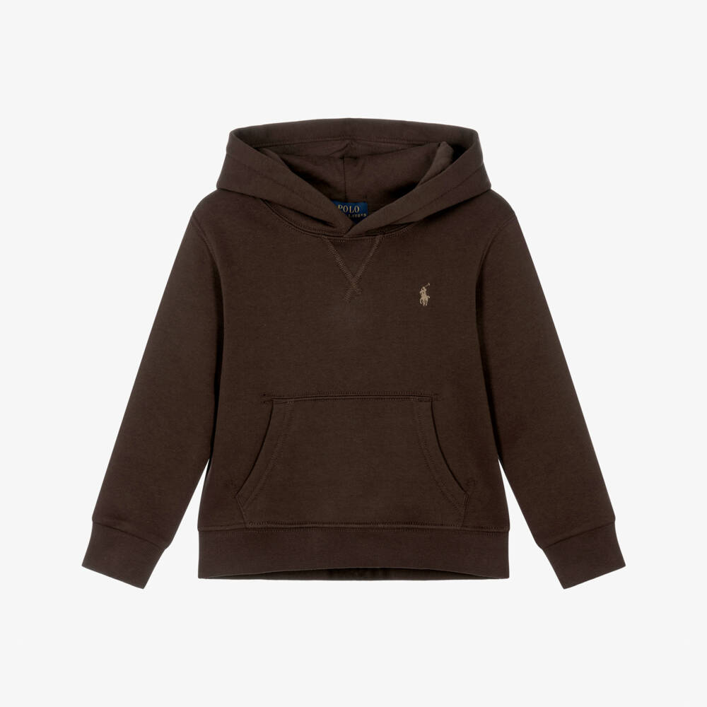 Ralph Lauren-Boys Jersey Hoodie in Chocolate Brown | Childrensalon