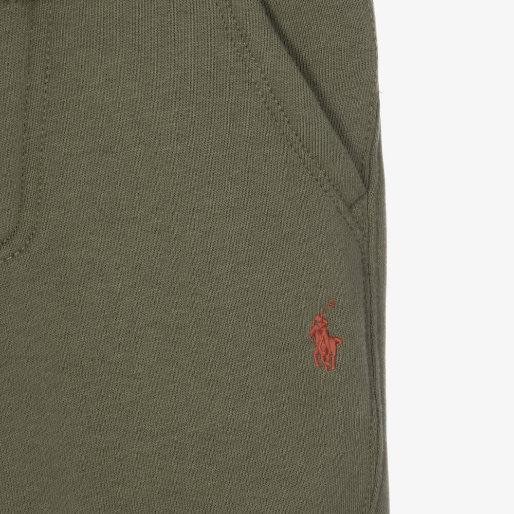 Ralph Lauren-Boys Khaki Green Logo Joggers | Childrensalon