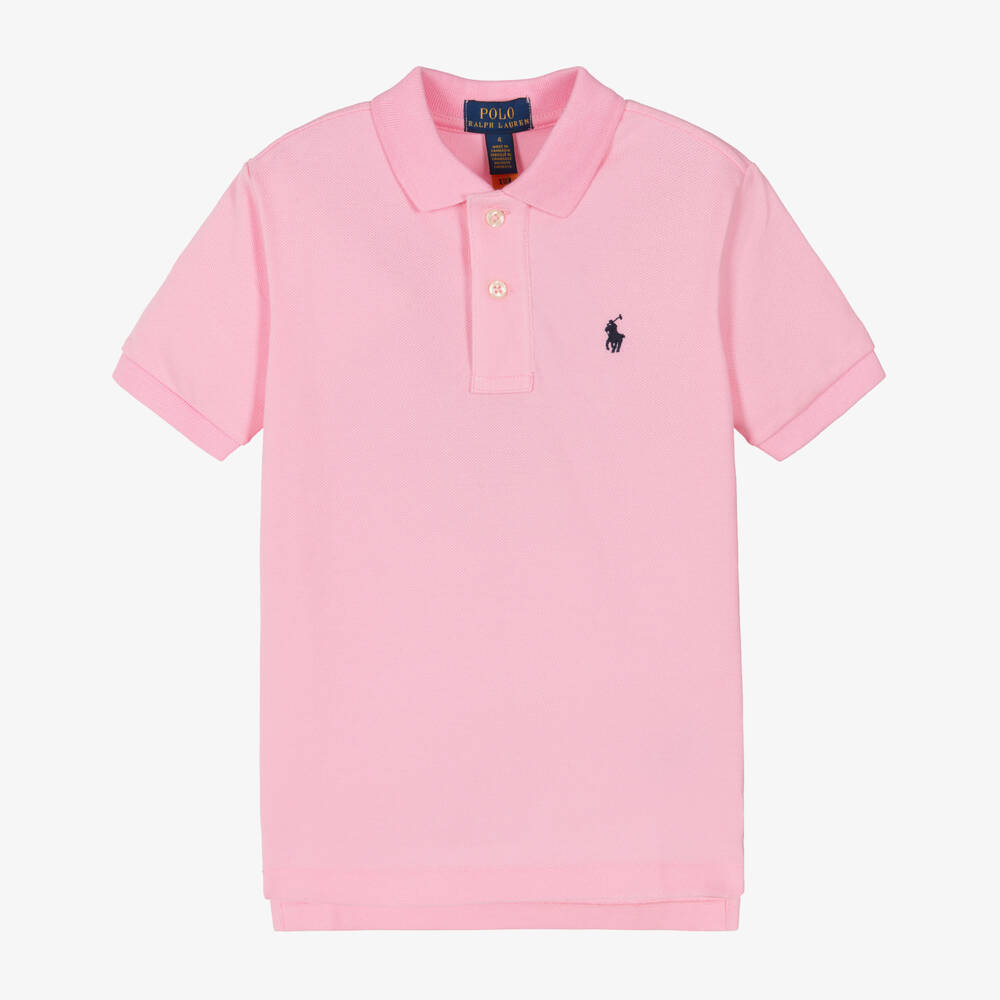 Ralph Lauren-Boys Light Pink Cotton Piqué Polo Shirt | Childrensalon