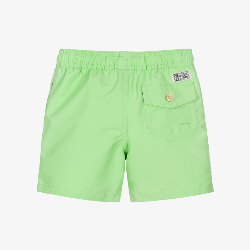 Ralph Lauren-Boys Lime Green Swim Shorts with Pony Logo | Childrensalon