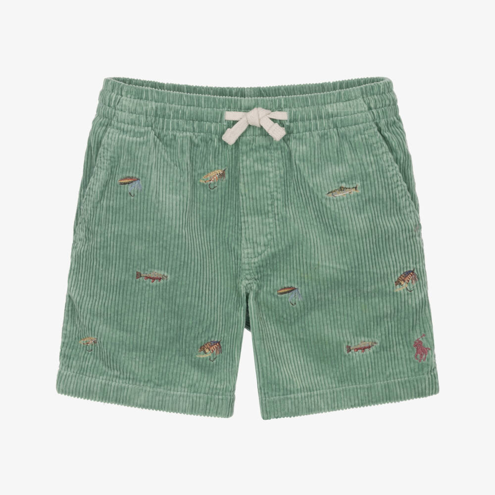 Ralph Lauren-Boys Mint Green Corduroy Shorts | Childrensalon